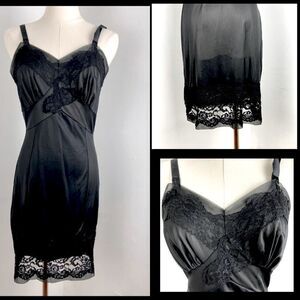 Vintage Black Babydoll Slip Dress Size 34 Whimsigoth Feminine Dark Romance